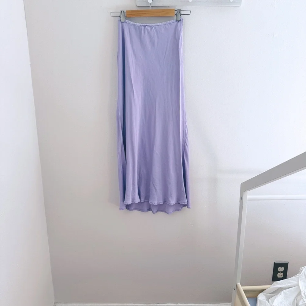 Zara Silk Skirt Satin Long Maxi Lavender Light Purple Unlined Women’s size small
